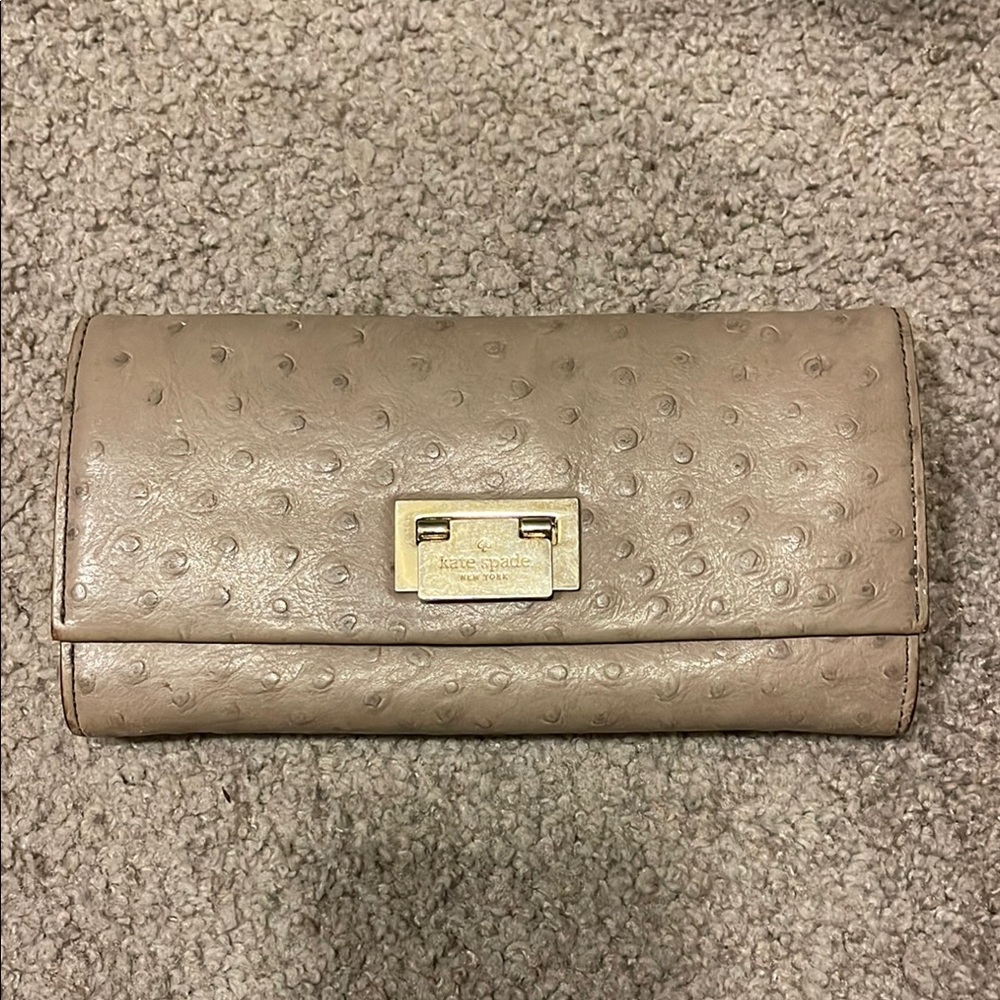 Kate Spade Tan Continental Wallet with Gold Clasp